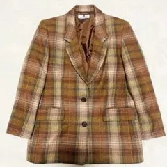 ジェーンモア ウール100% テーラードジャケット チェック柄 ブラウン 7号