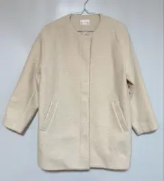 ハニーズ GLACIER ノーカラーコート 白 アイボリー