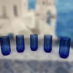 藍色グラス5点