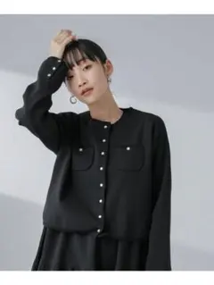 nano universe パールドットボタンニットジャケット