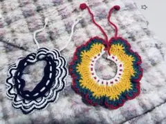 犬の飾り首輪2点セット　編み物　ハンドメイド