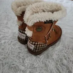 ハリスツイード ムートン ブーツ 19 cm キッズ　ブラウン ビジュ