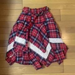 C1 チェックスカート　フリル