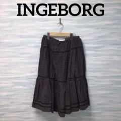 【INGEBORG】ドット柄フレアスカート ひざ丈 ブラック　（株）ピンクハウスのサムネイル