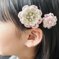 フラワーピン　華　ピンク　2本セット