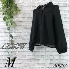 Arrow 長袖シャツ レディース ブラック レース透かし編み M 高見え 上品