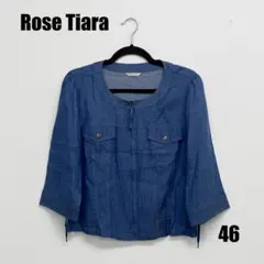 Rose Tiara テンセル100%ノーカラージャケット サイズ46 女性のサムネイル