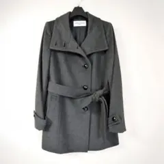 美品!! 東京スタイル☆ アンゴラ混ウール スタンドカラー コート /グレー