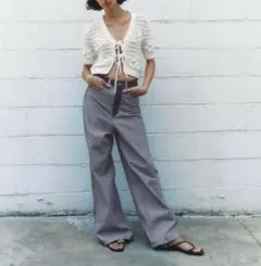 ZARA アイボリー ニットカーディガン S