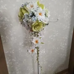 造花 ラウンドブーケ ホワイト グリーン