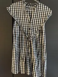 ZARA ギンガムチェック 半袖ミニワンピース XS
