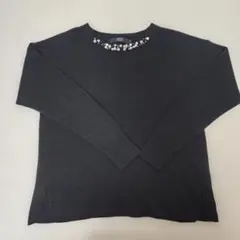 AZUL by moussy ブラックニット Sサイズ　ビジュ－付き
