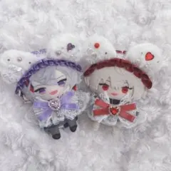 【紫リボン】にじぱぺっと　ぬい帽子　ぬい服　ネコ耳　ヘッドドレス　10cmぬい