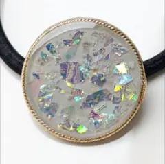 グレー　ヘアゴム　丸型　レジン　ハンドメイド　キラキラ　グレイ　グレー　推し活