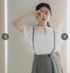 小さいサイズ　リボン付きシアーチェックブラウス　低身長さん　小柄女性　PSS