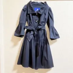 美品 バーバリーブルーレーベル ネイビーブラック トレンチコートベルト付き38