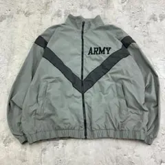 米軍　IPFU トレーニング　長袖　ナイロンジャケット　古着　グリーン　L-R