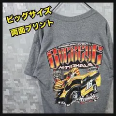 レーシング 車 スポーツカー Tシャツ 半袖 メンズ L グレー 灰色 US古着