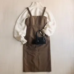 美品✨IENA キャミワンピース 千鳥格子 ブラウン 卒園式 卒服 フォーマル