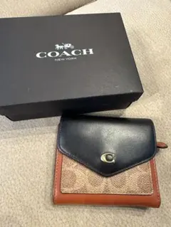COACH 二つ折り財布 黒/茶　百貨店限定品