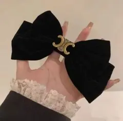 黒いベルベットリボンヘアアクセサリー セリーヌ