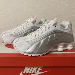 25.5 Nike Shox R4 White Metallic Silver