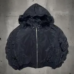 短丈 fur jacket n2b ma-1 y2k grunge brack