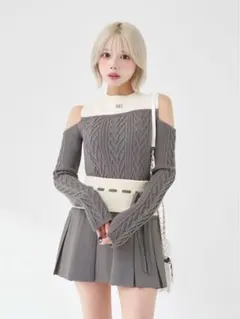 Darich ショルダーオープンニットセットアップ グレー