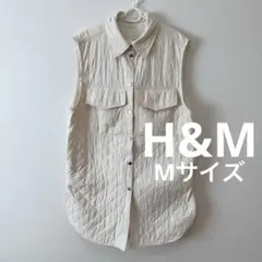 【H&M】キルティングロングベスト ノースリーブ ジャケット ワンピース M