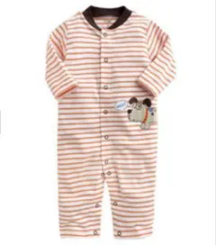 carter's 6ヶ月　70 ストライプロンパース　犬　足付き