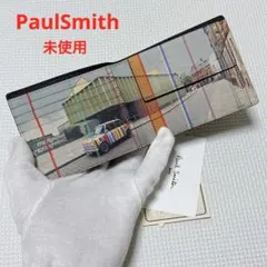 未使用PaulSmithポールスミス　レザー二つ折り財布　ブラック　ミニクーパーのサムネイル
