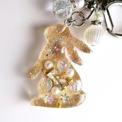 キーホルダー レジン うさぎ ゴールドラメ 618
