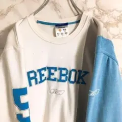 リーボック　ワンポイント刺繍　ビッグロゴ　スウェット　切替　ホワイト　Ｍ☆のサムネイル