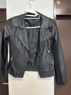美品:フェイクレザーライダースジャケット