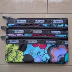 レスポートサック LeSportsac 花柄 3ポケット ポーチ 小物入れ