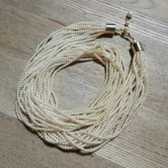 多重ベビーパールロングネックレス　15連　コスチュームジュエリー　多連