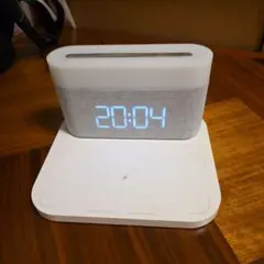 ワイヤレス充電器 時計、照明機能付き ホワイト