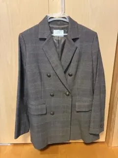 EUCLAID グレー系チェック ダブルブレストジャケット　38