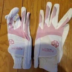 Nicotera レディース ゴルフグローブ ピンク/ホワイト
