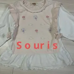 Souris 花柄　フリル　長袖カットソー 100cm