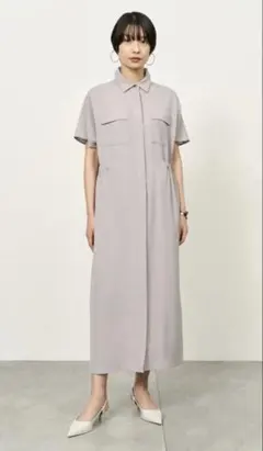 SOEJUソージュ ロングシャツワンピース グレー フリーサイズ - メルカリ