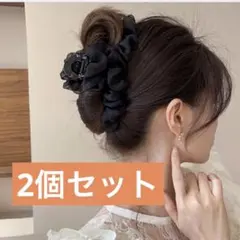 2個セット　シフォン　バンスクリップ　ヘアクリップ　ヘアアクセサリー 髪留め