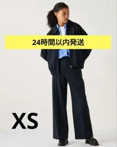 UNIQLO ブラッシュドジャージーワイドパンツ　ネイビー　XS