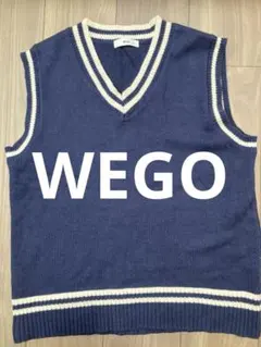 WEGO レディース ネイビー Vネック ニットベスト　スクールベスト