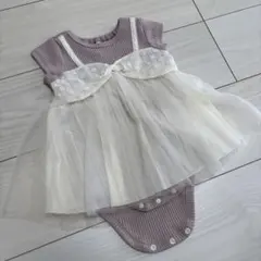 フラワーモチーフ付きロンパース 70