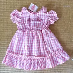 【新品未使用】ピンク チェック ワンピース 90cm