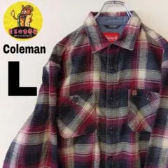 USA古着 Coleman　ネルシャツL　ブラックえんじ　チェックのサムネイル