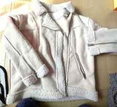 ベージュ ボア ライダース風ジャケット