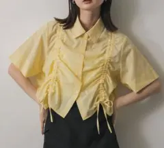 センスオブプレイス クロップドシャーリングシャツ ギャザー クロップドシャツ