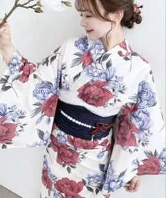 moment+ 紫陽花柄 浴衣 兵児帯 レース帯 3点セット - メルカリ